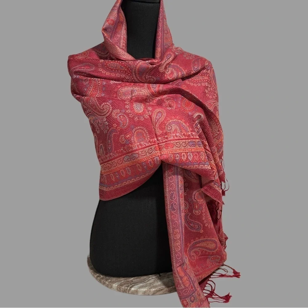 Elegant Shawl in Candy Red - Versatile Wrap, Scarf, Stole, Veil in Soft Rayon